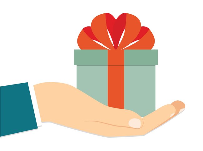 hand holding wrapped gift